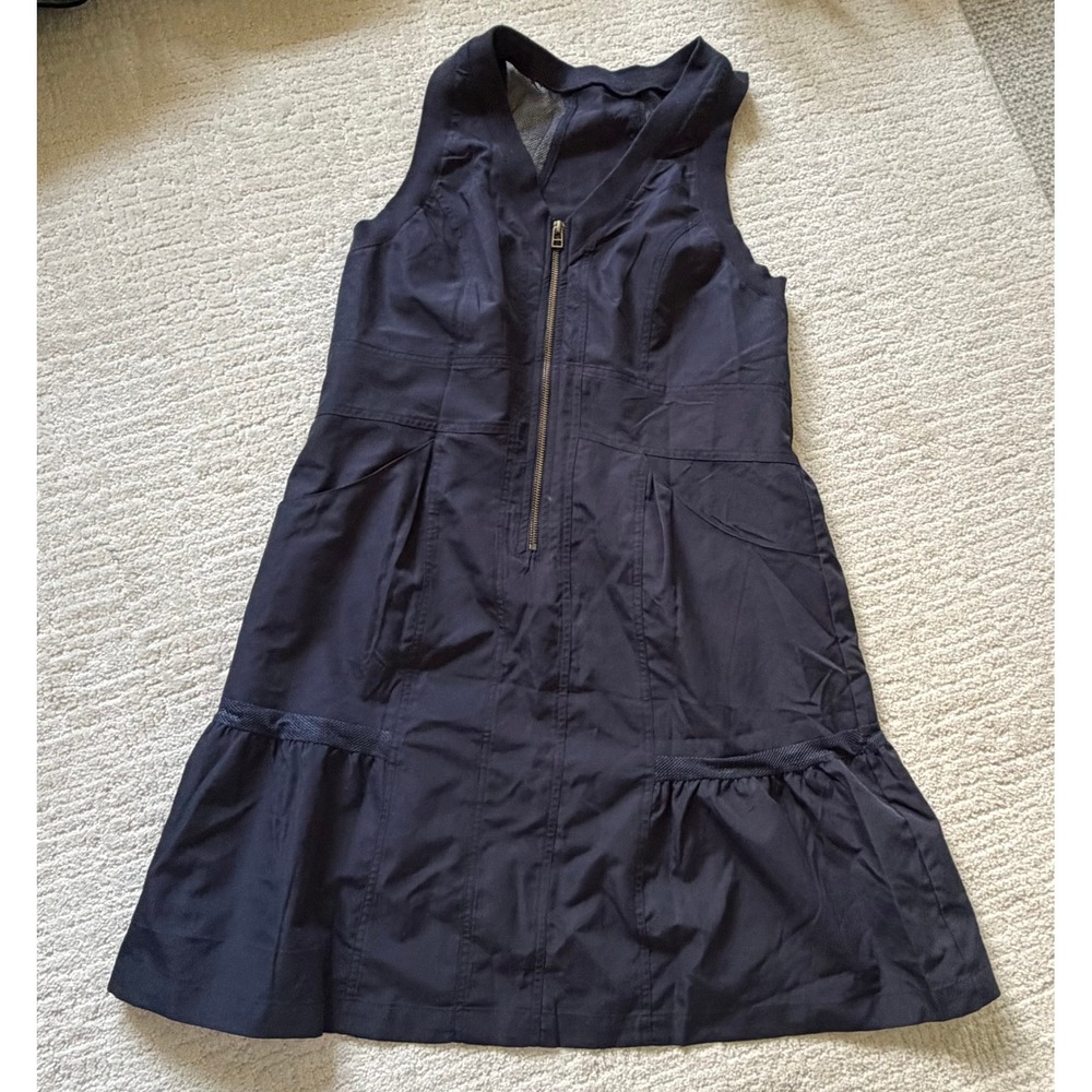 Navy Utility Dress Sleeveless Zip Front Mesh Racerback Dark Blue Medium